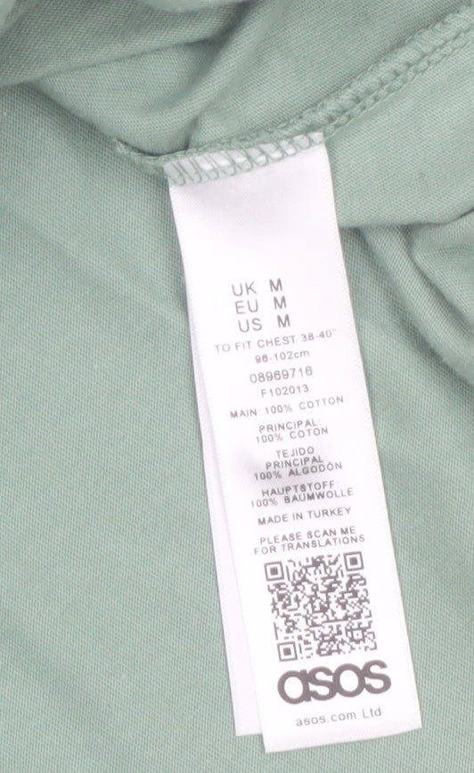 ASOS Men’s Green & White Colourblock Polo Shirt Size M 100% Cotton