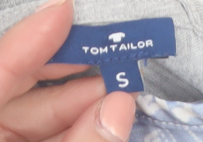 Tom Tailor Women's Blue Geometric V-Neck Strappy T-Shirt Size S