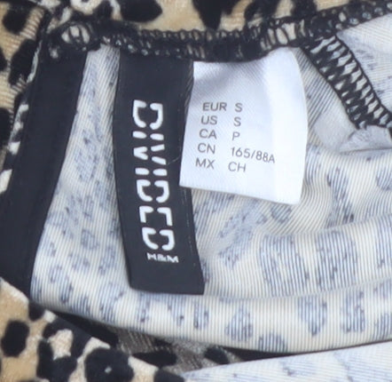 H&M Divided Women's Beige Leopard Print Long Sleeve Bodysuit Size 10 Polyester Blend
