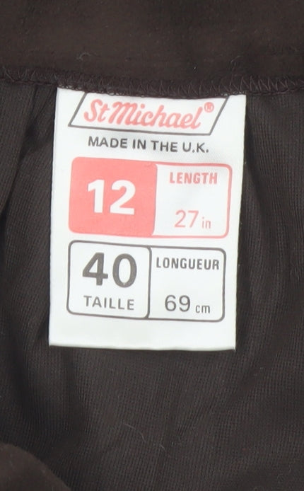 Marks & Spencer Women Brown A-Line Knee Length Skirt Size 12