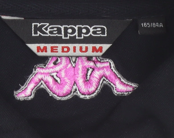 Kappa Women’s Black Bomber Jacket S Logo Button Up
