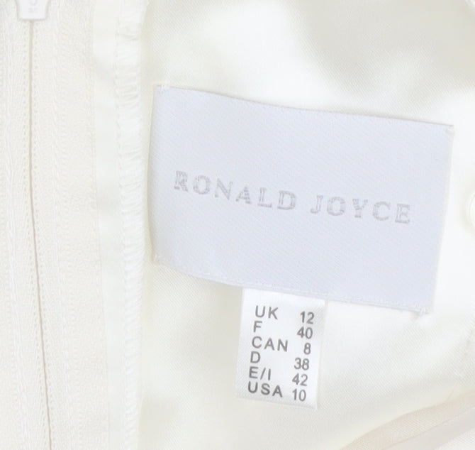 Ronald Joyce Women Ivory Satin Camisole Sweetheart Blouse UK 12