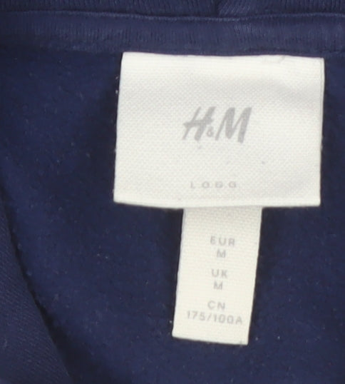 H&M Men Blue Pullover Hoodie M United World Citizen Logo