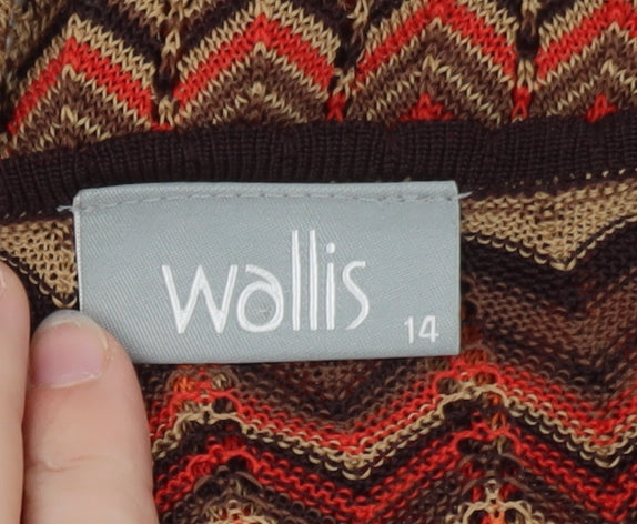 Wallis Women’s Multicoloured Chevron Knit Cardigan Size 14 V-Neck Lightweight