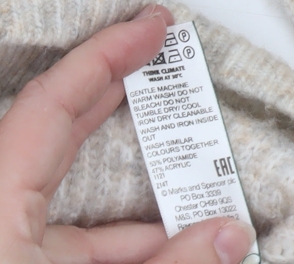 Marks & Spencer Women Beige XL Cardigan Knit V-Neck Long Sleeve