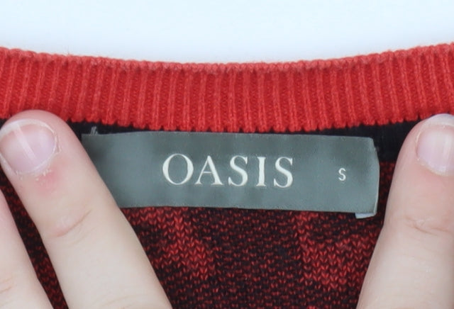 Oasis Women Red Leopard Knit Pullover Jumper Size S