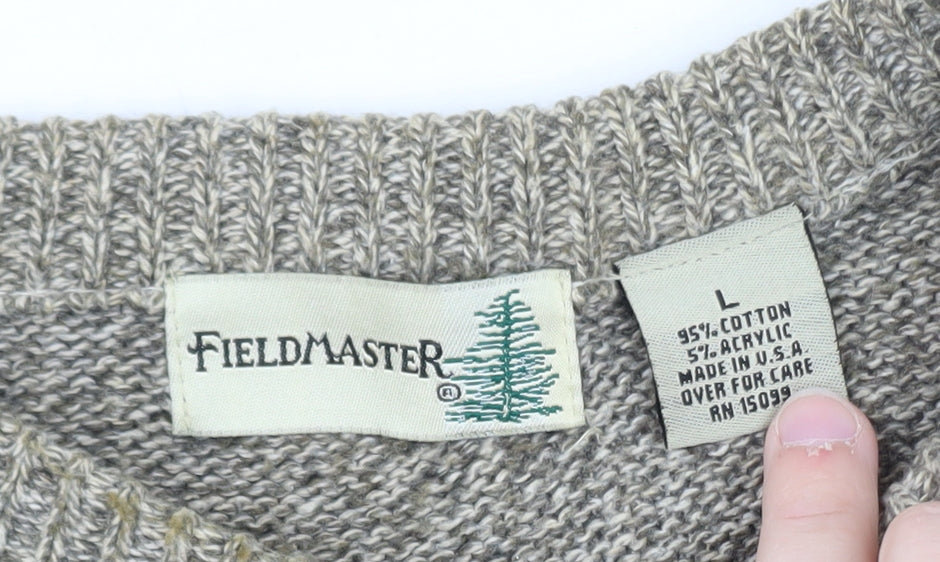 FieldMaster Men's Beige Fair Isle Knit Pullover Jumper L