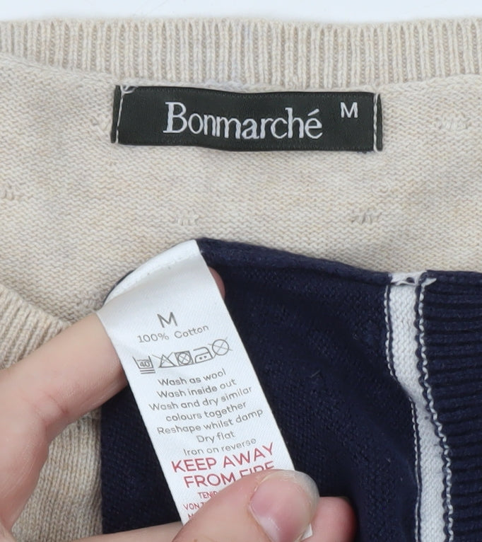 Bonmarché Women’s Multicoloured Cotton Striped Crew Neck Jumper Size M