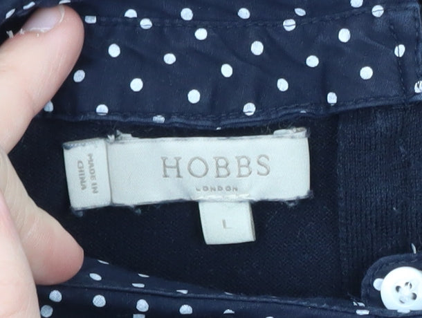 Hobbs Women Blue Collared Layered Look Cotton Jumper L