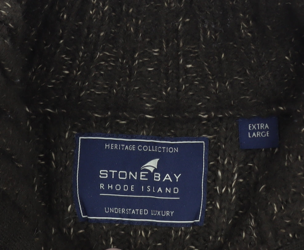 Stone Bay Men's Brown XL 1/2 Zip High Neck Chunky Knit Jumper