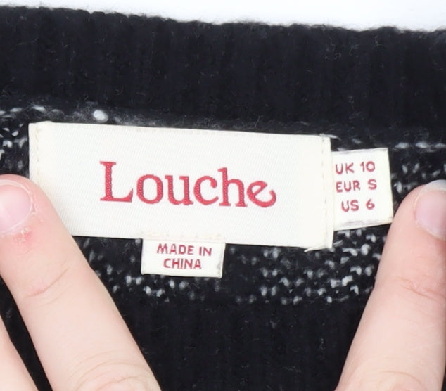 Louche Women's Black & White Chevron Knit Jumper Size 10
