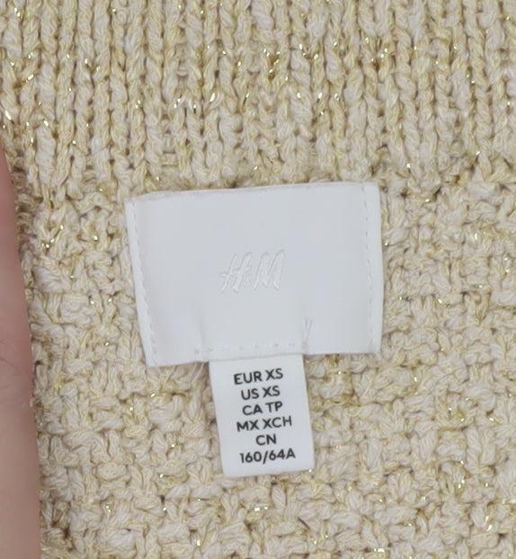 H&M Women Beige Glitter Knit Short Pencil Skirt XS