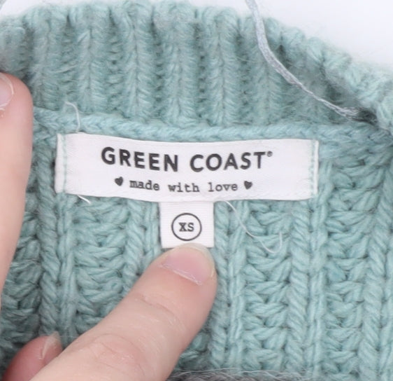 Green Coast Women's Multicoloured XS Chunky Knit Pullover Jumper