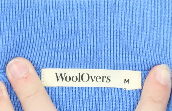 WoolOvers Women Blue Striped Knit Pencil Skirt M Stretch Cotton