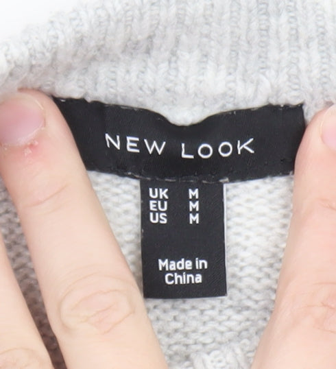 New Look Women's Grey Crew Neck Knit Jumper Size M
