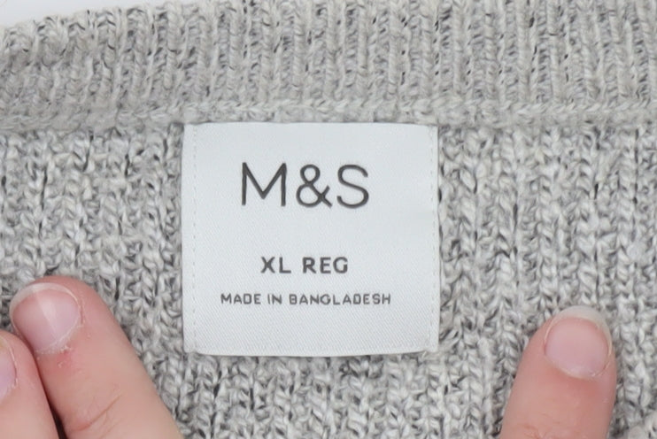 Marks and Spencer Mens Grey Chunky Knit Pullover Jumper XL Regular