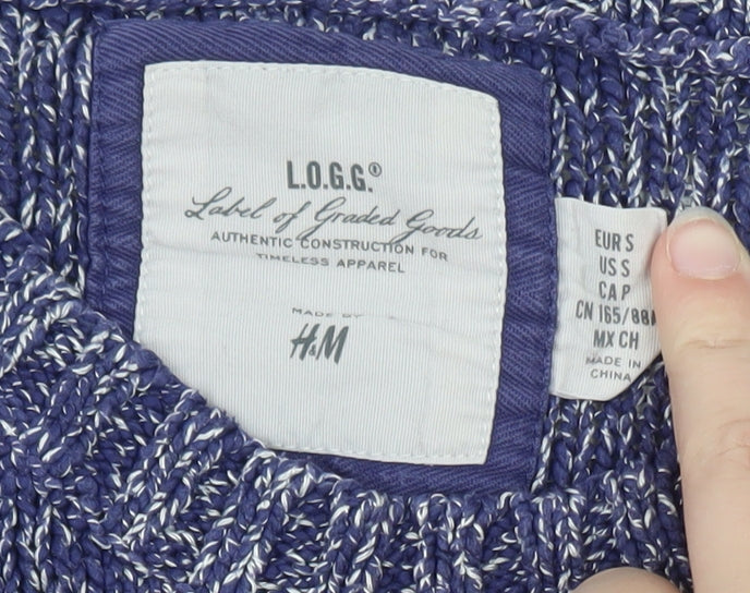 H&M Women Blue Cable-Knit Crew Neck Long Sleeve Pullover Jumper Size 8