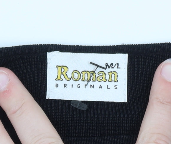 Roman Originals Women’s Black Beaded Crew Neck Long Sleeve Jumper M/L