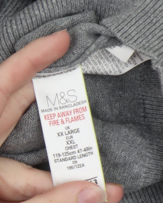 Marks & Spencer Men’s Grey Argyle Cotton Pullover Jumper 2XL