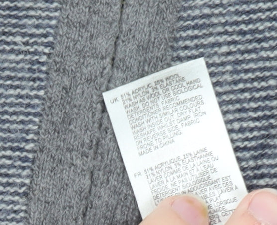 White Stuff Women Grey Zip Cardigan UK 12 Wool Blend Asymmetric Style