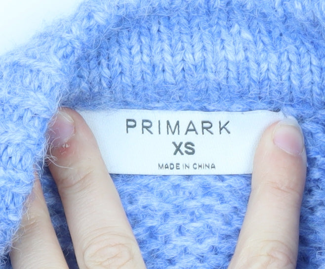 Primark Women Blue Chunky Knit High Neck Jumper XS