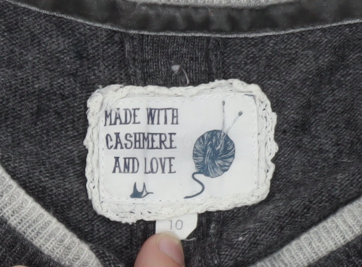 Made With Cashmere And Love Women's Grey Size 10 Crew Neck Jumper