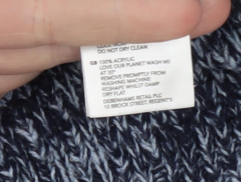 Mantaray Women's Blue Chunky Knit 3/4 Sleeve Jumper Size 10