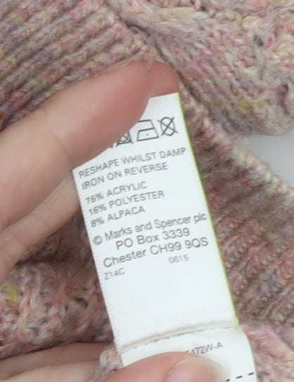 Marks & Spencer Women’s Pink Chunky-Knit Pullover Jumper Size 10