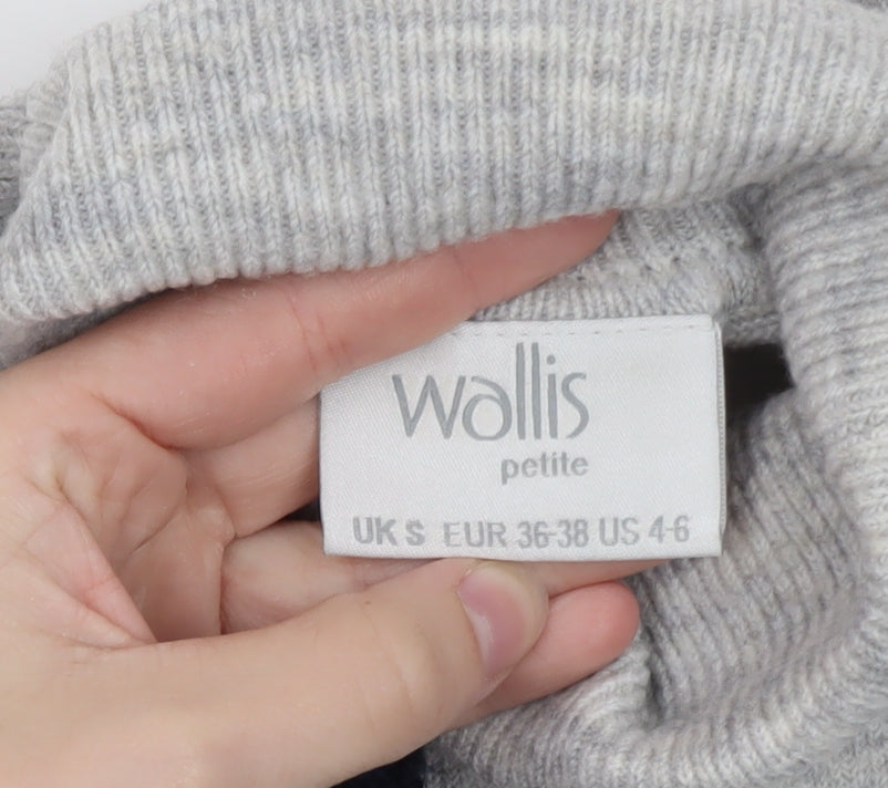 Wallis Women’s Grey Colour Block Roll Neck Petite Jumper Size S