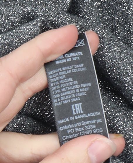 Marks & Spencer Women Grey Size 10 Metallic Button Cardigan