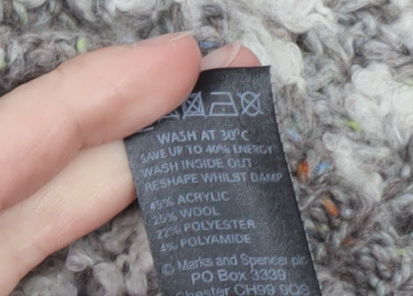 Marks and Spencer Women Grey Wool Blend Textured Knit Jumper UK 18