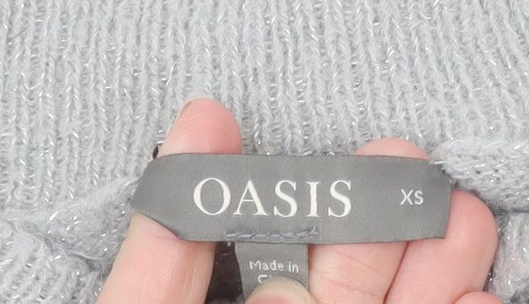 Oasis Women Grey XS Cable-Knit Wool Blend Pullover Jumper