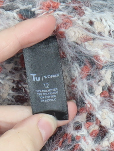 Tu Women Multicoloured Size 12 Chunky Knit Open Cardigan