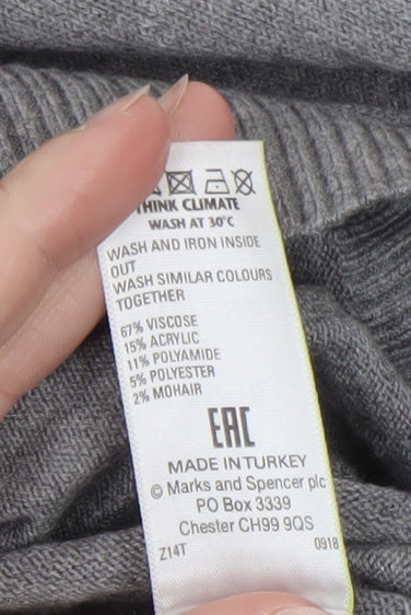 Marks & Spencer Womens Grey Roll Neck Knit Jumper Size L