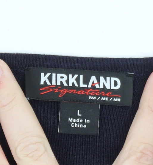 Kirkland Signature Men's Navy Red Striped Pullover Jumper L