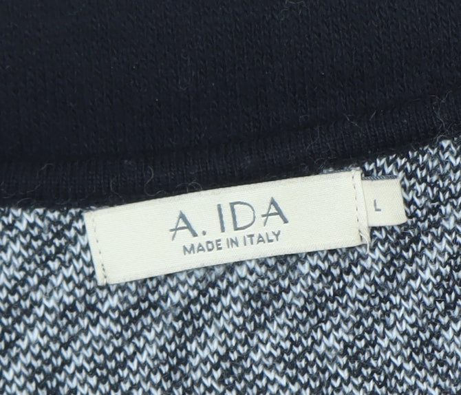 A. IDA Women Black Knee Length Knit Shift Dress L