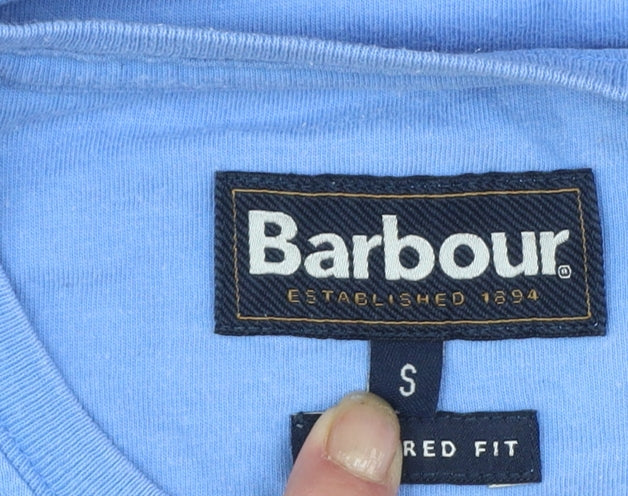 Barbour Men's Blue Cotton Logo Slim Fit T-Shirt Size S