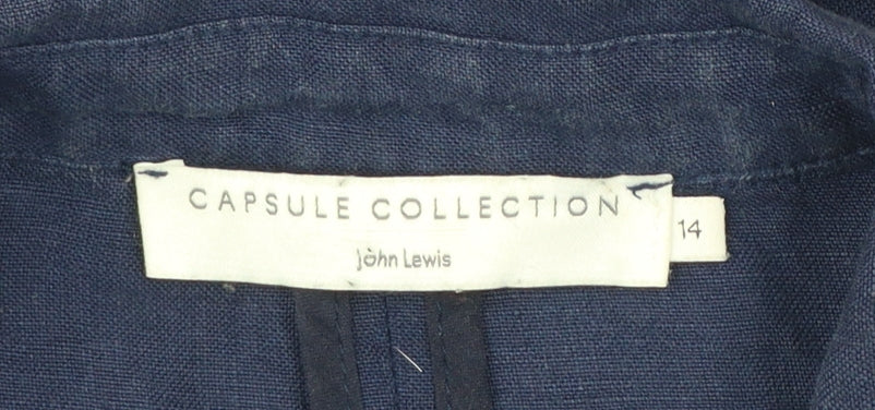 John Lewis Capsule Collection Navy Linen Single-Breasted Blazer Size 14
