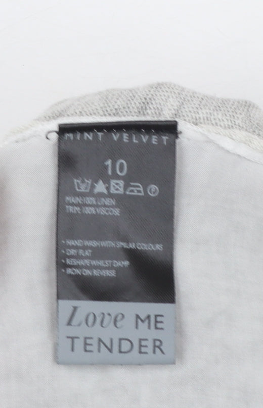 Mint Velvet Women’s Grey Linen V-Neck Button Cardigan Size 10