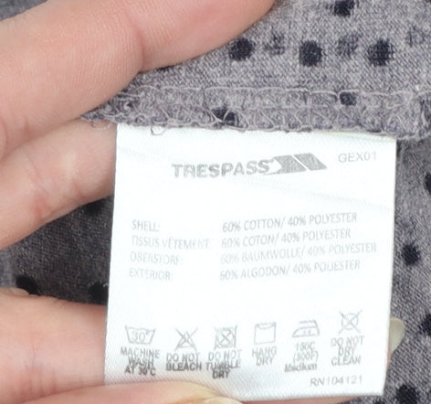 Trespass Womens Grey Polka Dot V-Neck 3/4 Sleeve Cotton Blend Top M
