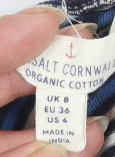 Seasalt Cornwall Womens Blue Striped Roll Neck Jersey Top UK 8