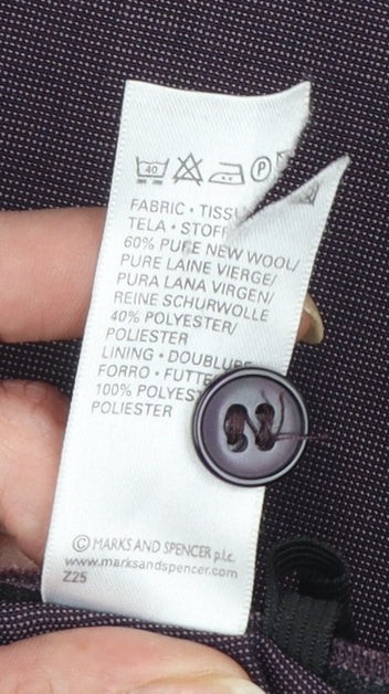 Marks & Spencer Womens Purple Wool Blend Pleated Dress Trousers UK 14