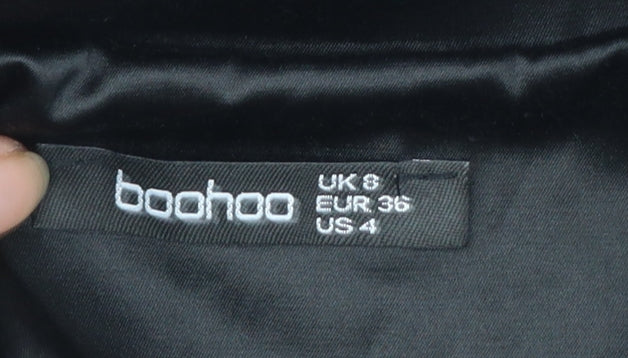 Boohoo Women’s Black Long Sleeve Collared Playsuit Size 8