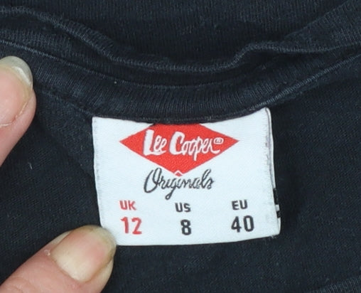 Lee Cooper Womens Black Cotton Basic Short Sleeve T-Shirt Size 12