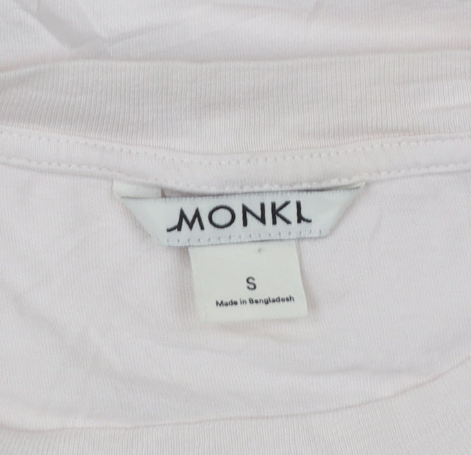 Monki Womens Pink Floral Embroidered Cotton T-Shirt Size S