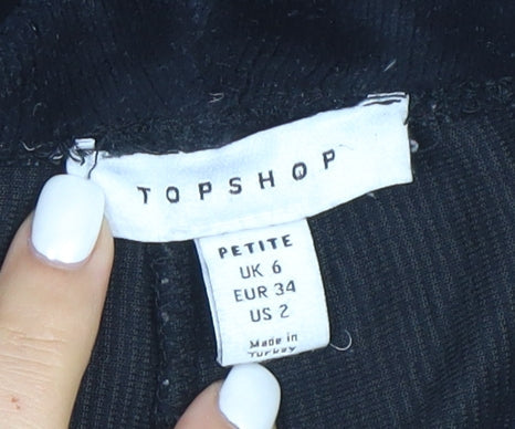 Topshop Women’s Black Petite Size 6 Corduroy Flared Trousers