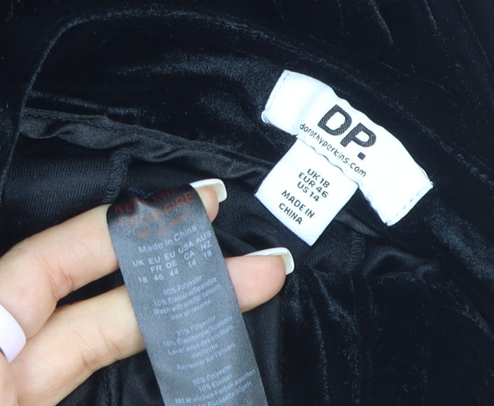 Dorothy Perkins Womens Black Velvet Trousers Size 18