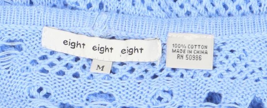 Eight Eight Eight Women’s Blue Open Knit Sleeveless Cotton Tunic Jumper M