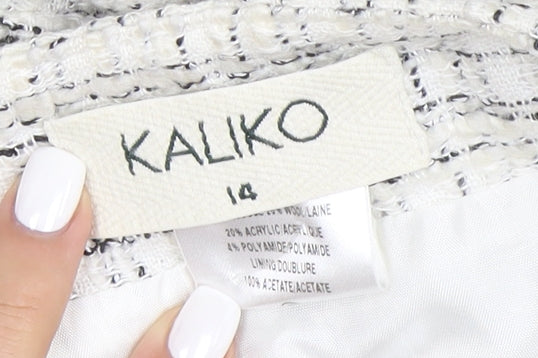 Kaliko Women Ivory Tweed Wool Pencil Skirt Size 14