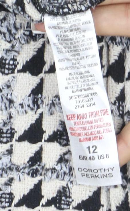 Dorothy Perkins Women’s Black Houndstooth Tweed Pinafore Dress Size 12